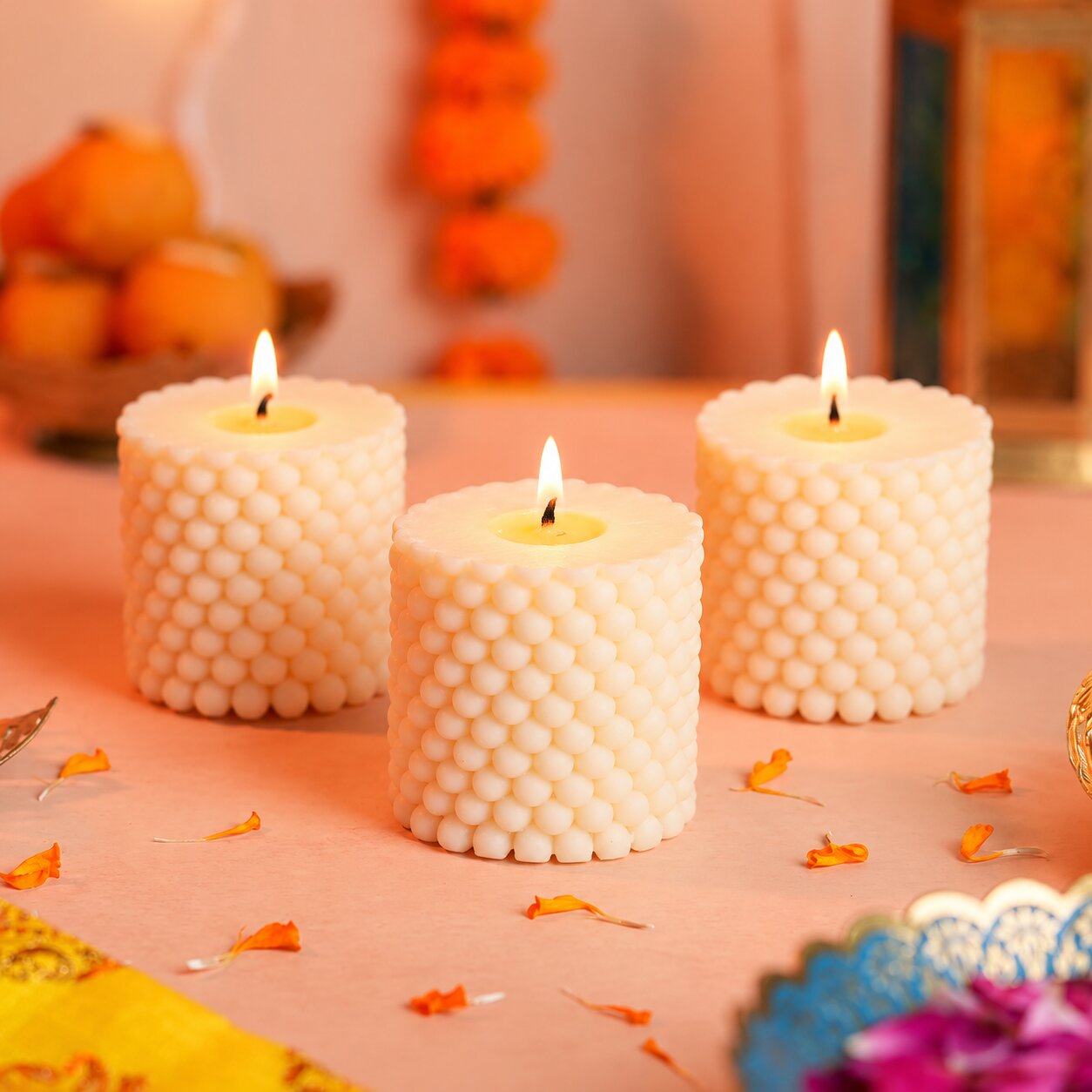 Bubble Bloom Beeswax Candle