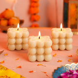 Bubble Cube Beeswax Candle